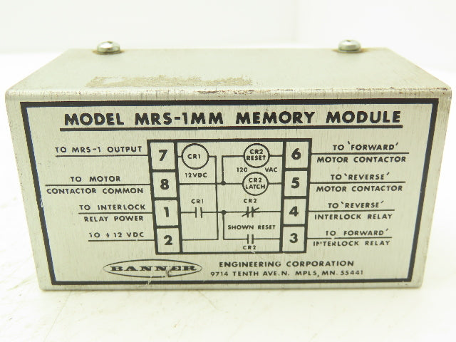 Banner MRS-1MM Memory Module Motor Control 120VAC 12VDC 8 Pin