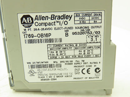 Allen Bradley 1769-OB16P MicroLogix Compact I/O Sourcing Output 16 Pt Lot of 2