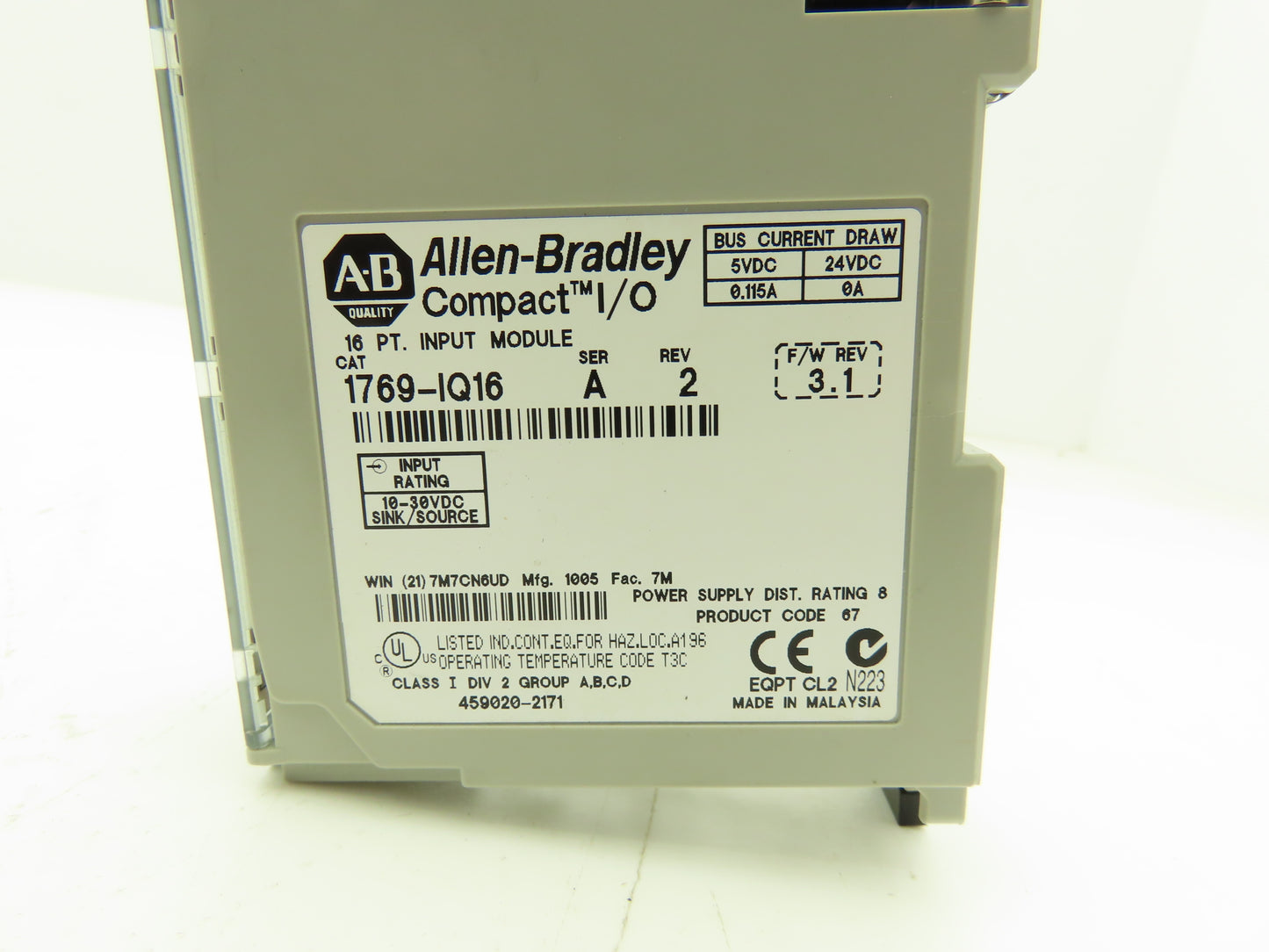 Allen Bradley 1769-IQ16 MicroLogix Compact I/O Input Module 16 Pt Lot of 5