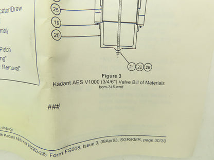 Kadant AES V1000 Vacuum Control Valve Rebuild Kit B22205