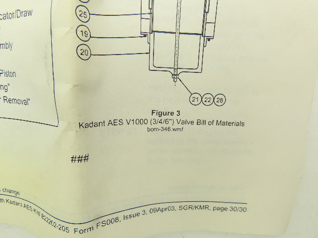 Kadant AES V1000 Vacuum Control Valve Rebuild Kit B22205