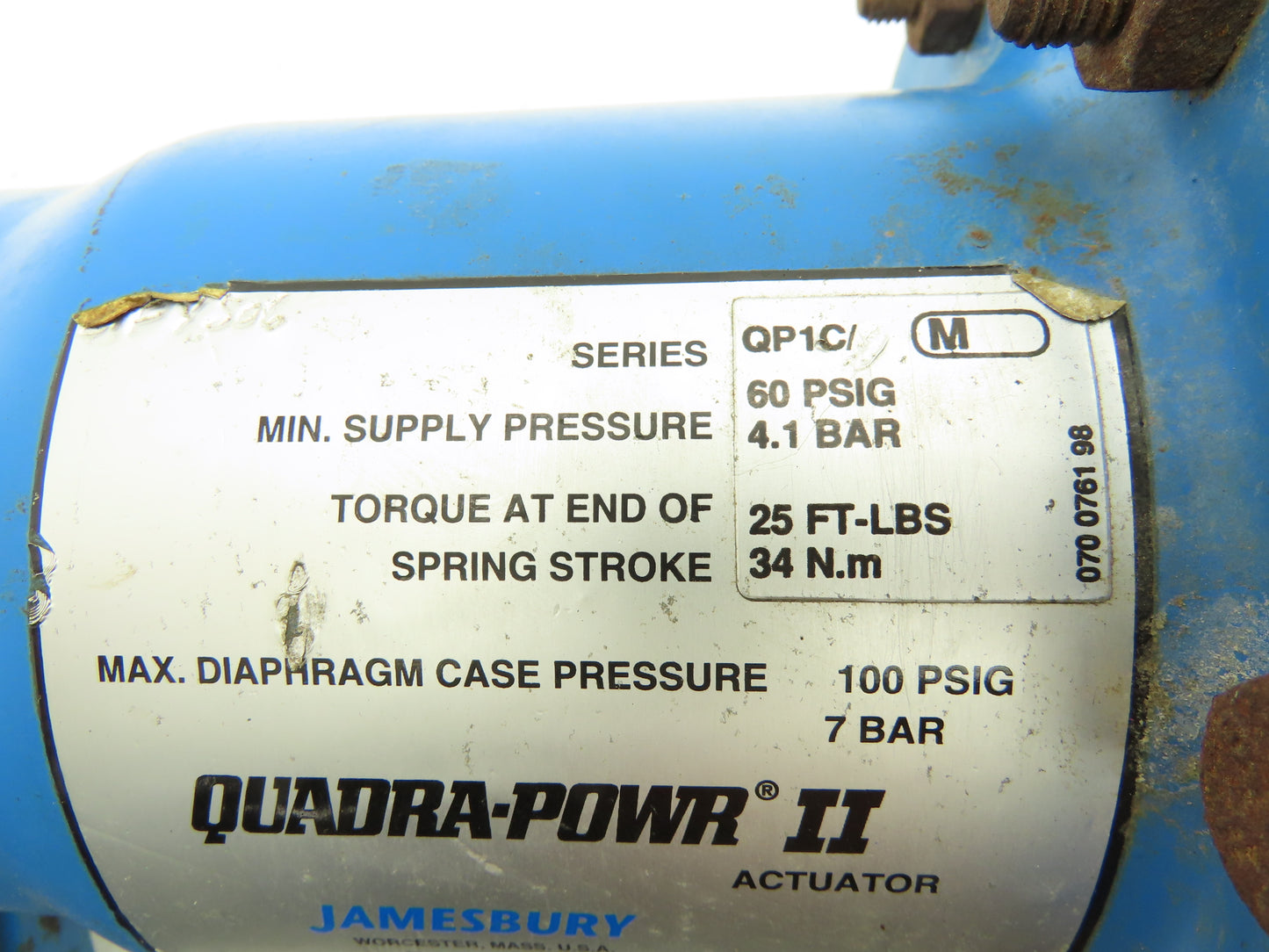 Neles-Jamesbury QP1C/M Quadra-Powr II Pneumatic Valve Actuator 60psi 25Ft-lbs