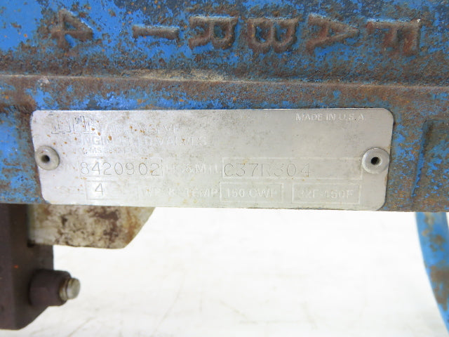 Fabri-Valve C37R304 4" Stainless Knife Gate Valve Rising Stem Lug Style