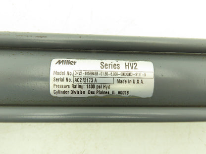 Miller DHV2-6153B46B-01.50 Double Rod Hydraulic Cylinder 1.5" Bore 6" Stroke