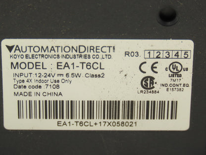 Automation Direct EA1-T6CL HMI Touch Panel 6" C-More 24V 10W