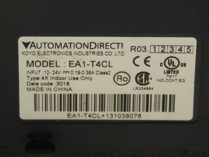Automation Direct EA1-T4CL HMI Touch Screen Panel 4" C-More 12-24V