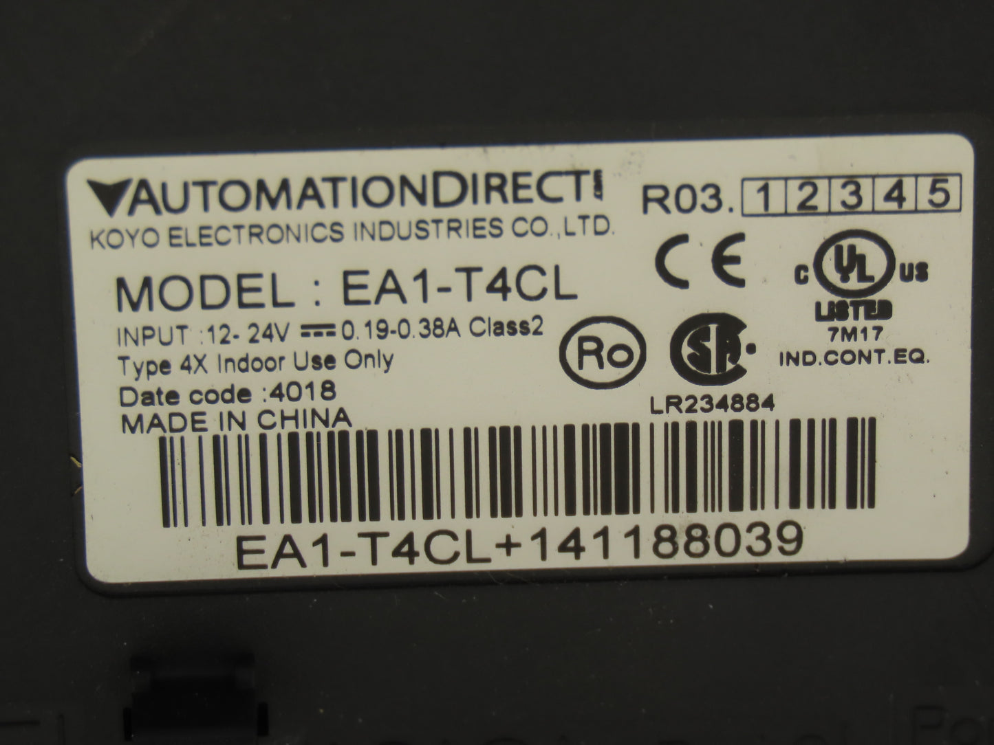 Automation Direct EA1-T4CL HMI Touch Screen Panel 4" C-More 12-24V Missing Clip