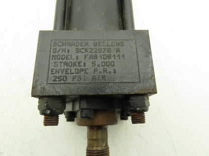 Schrader Bellows FAB108111 Pneumatic Air Cylinder 5" Stroke 250PSI Double Acting