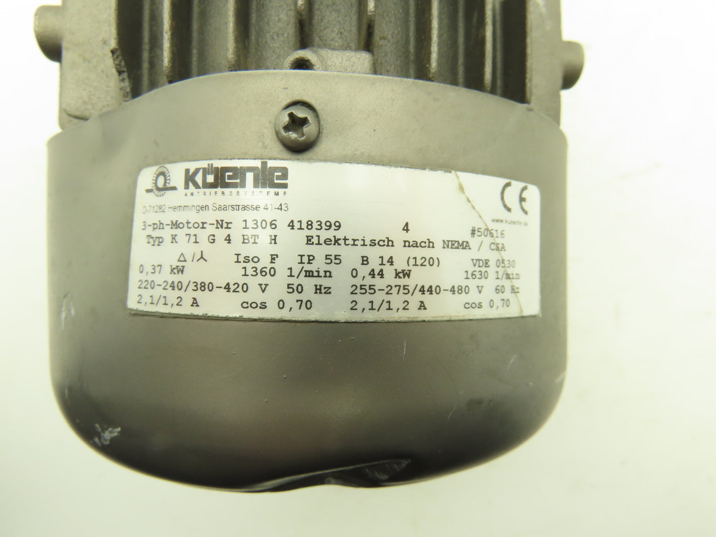 Kuenle K71G4BTH Gearmotor 19.5 Ratio 84rpm .44kw 240/480V Hollow Shaft M040SC