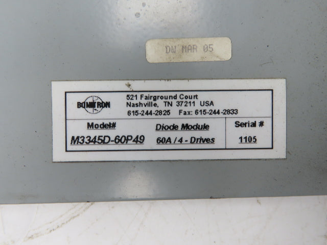 Bonitron M3345D-60P49 Common Bus Diode Isolation Sharing Module DC 60A 4 Drives