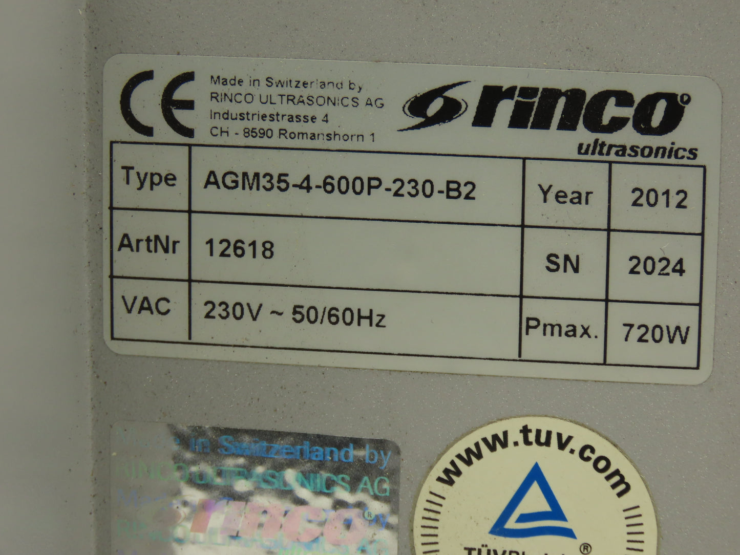 Rinco AGM35-4-600P-230-B2 Ultrasonic Welder Power Supply For Plastic Welding
