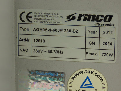Rinco AGM35-4-600P-230-B2 Ultrasonic Welder Power Supply For Plastic Welding