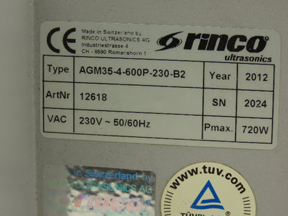 Rinco AGM35-4-600P-230-B2 Ultrasonic Welder Power Supply For Plastic Welding
