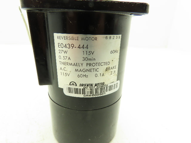 Oriental Motor E0439-444 Reversible Brake Motor 27W 115VAC Spline Shaft