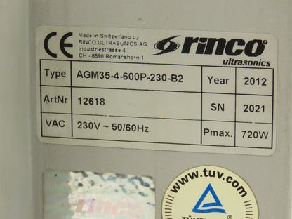 Rinco AGM35-4-600P-230-B2 Ultrasonic Welder Power Supply For Plastic Welding