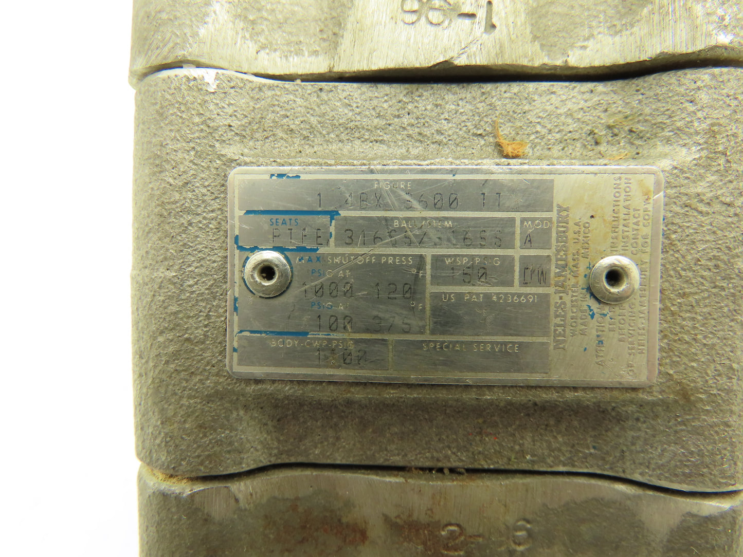 Jamesbury 1-4BX 3600 TT3 316SS Stainless Ball Valve 1" NPT Threaded 1100psi