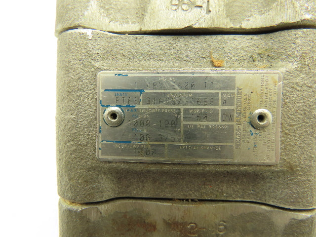 Jamesbury 1-4BX 3600 TT3 316SS Stainless Ball Valve 1" NPT Threaded 1100psi