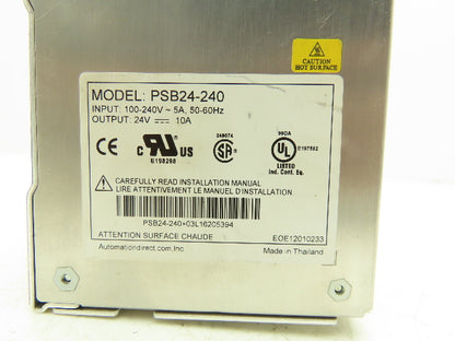 Rhino PSB24-240 Power Supply 1PH 100-240V 5A Input 24V 10A Output