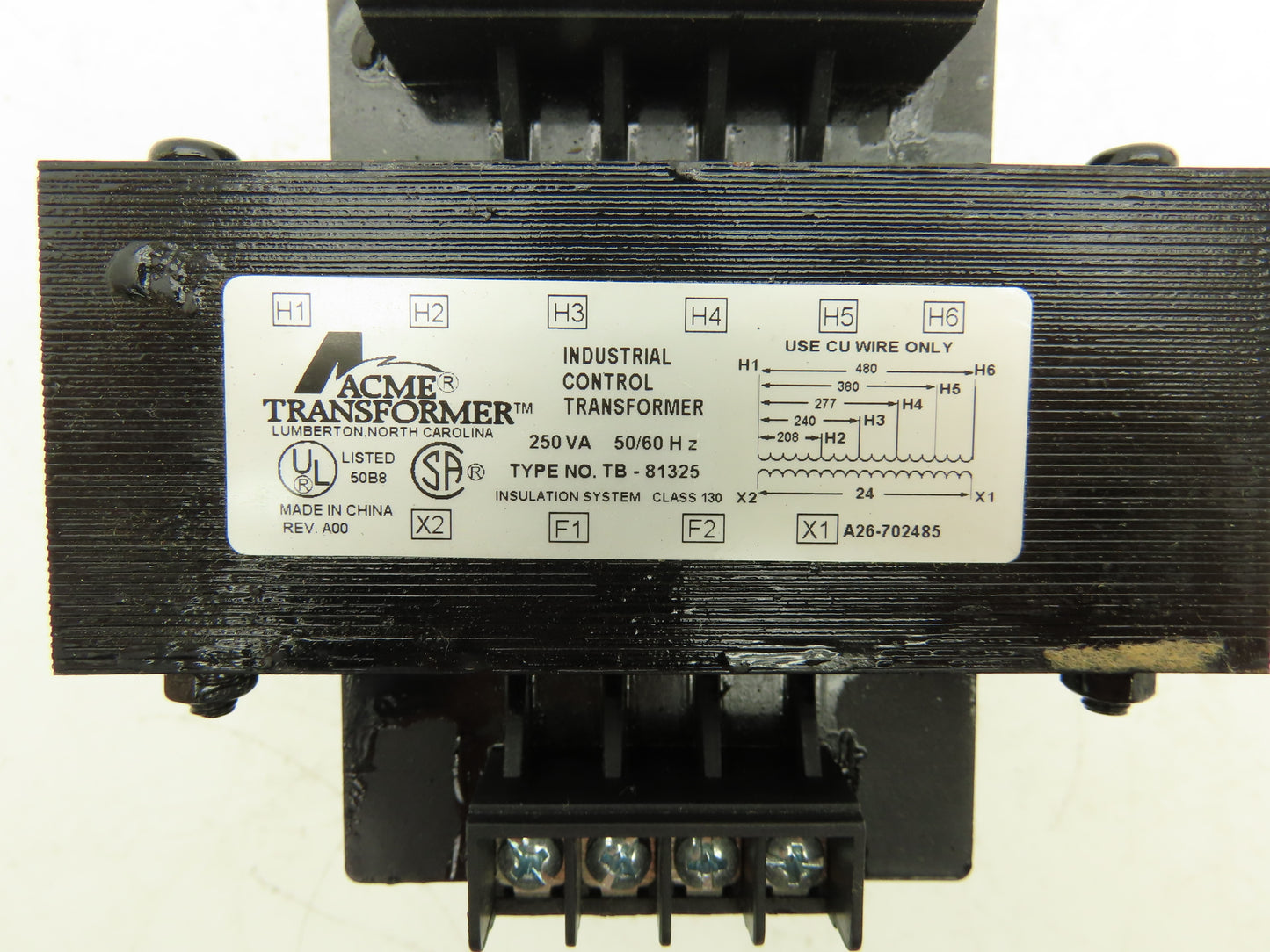 ACME TB-81325 Control Transformer LV 24V 250VA 1Ph HV 208/240/277/380/480V