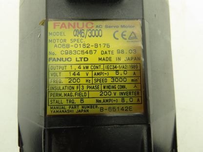 Fanuc A06B-0162-B175 AC Servo Motor 1.4 kW A860-0360-T061 Pulse Coder