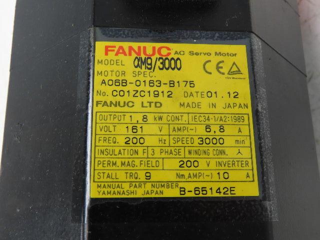 Fanuc A06B-0163-B175 Servo Motor 1.8kw 3000 RPM w/A860-0360-V501 Pulsecoder Aa64