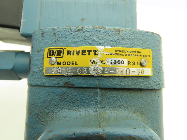 Dynex Rivett 8819-06-3/4-EV0-30 Hydraulic Pressure Control Valve 3/4"NPT 120V