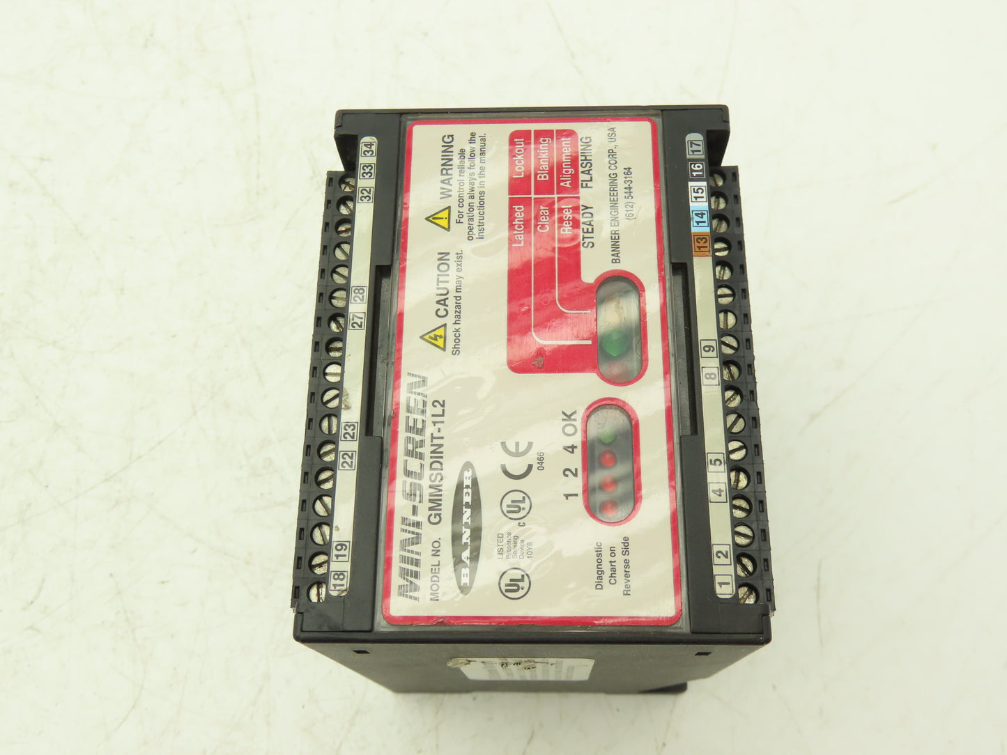 Banner GMMSDINT-1L2 HMI Mini Screen Controller Module 24VDC Din Rail Mount