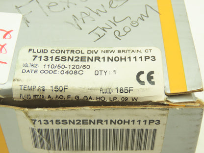 Parker Fluid Solenoid Valve Two Way Coil Voltage 120VAC 1/4" NPT 250 PSI