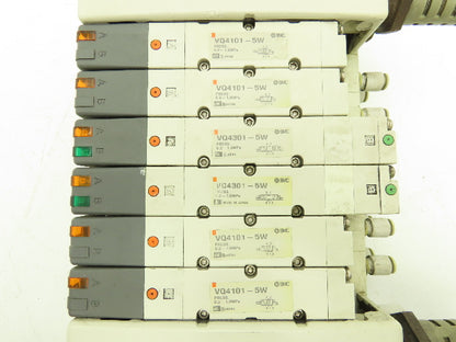 SMC VQ4101-5W/VQ4301-5W Pneumatic Solenoid Valve 6-Station Manifold 24VDC