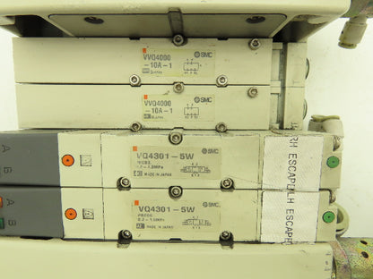 SMC VQ4301-5W Pneumatic Solenoid Valve 4-Station Manifold 24VDC w/2 Valves