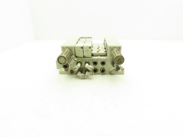 SMC VQ4301-5W Pneumatic Solenoid Valve 4-Station Manifold 24VDC w/2 Valves