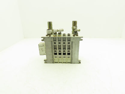 SMC VQ4301-5W Pneumatic Solenoid Valve 4-Station Manifold 24VDC w/2 Valves