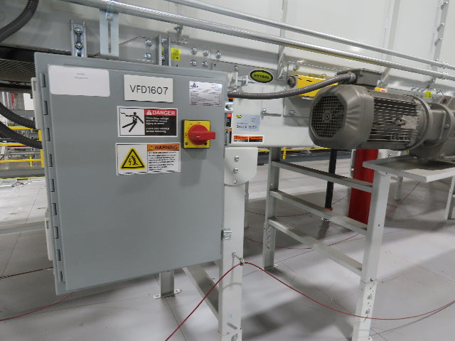 Hytrol HSS 43"x 62' Slider Bed Conveyor 41" Belt 7.5Hp 3PH Center Drive w/VFD