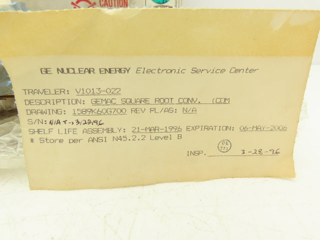 GE Nuclear Energy 1589K60G700 GEMAC Square Root Conv. PCB Module