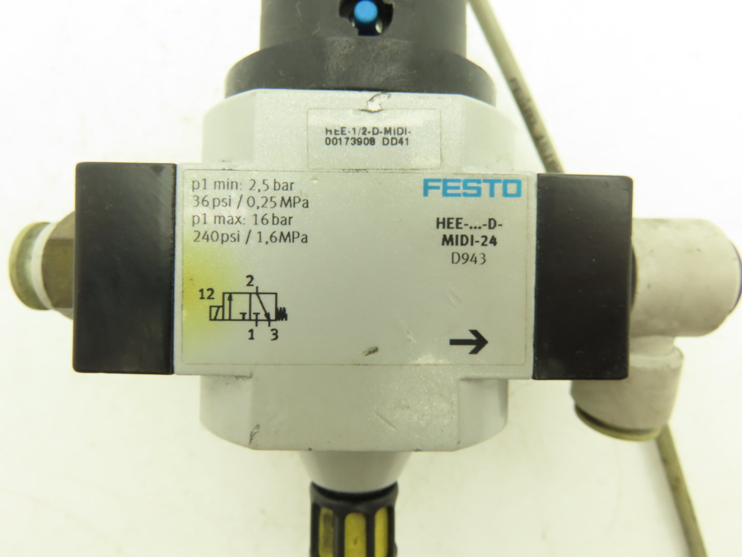 Festo HEE-D-MIDI-24 Pneumatic Air Shut Off Solenoid Valve 24V 1/2" NPT