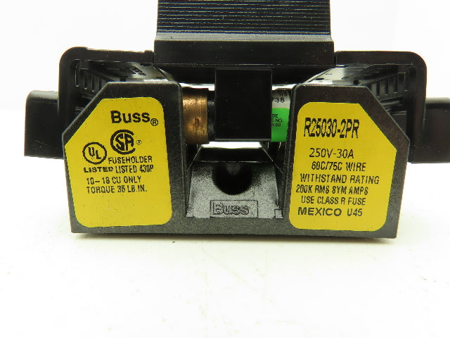 Buss R25030-2PR Fuse Holder 250V 30A Class R SAMI-9N Finger Safe Covers Lot of 6