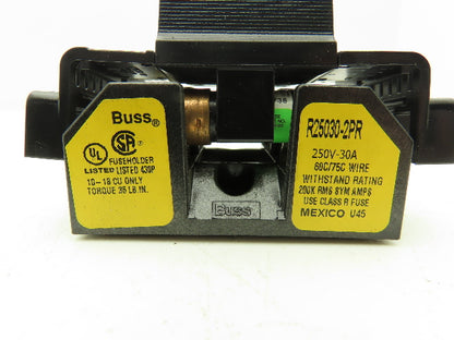 Buss R25030-2PR Fuse Holder 250V 30A Class R SAMI-9N Finger Safe Covers Lot of 6