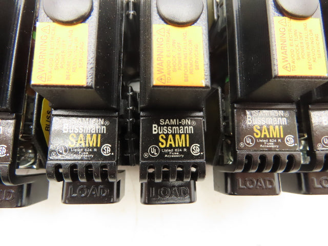 Buss R25030-2PR Fuse Holder 250V 30A Class R SAMI-9N Finger Safe Covers Lot of 6