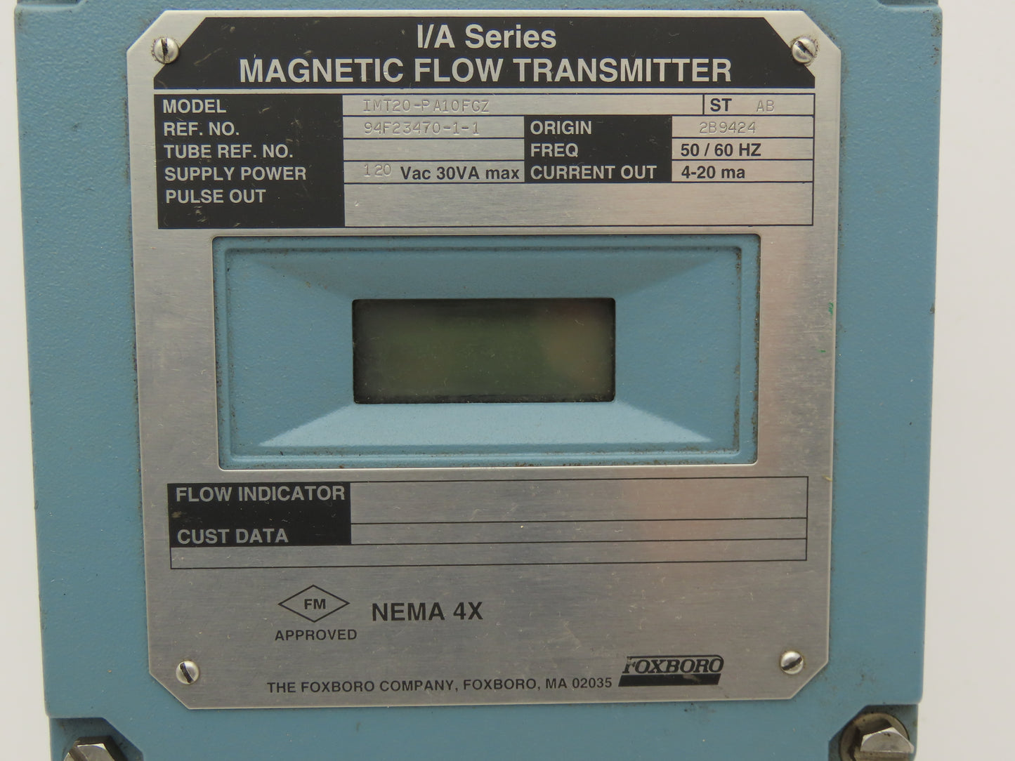 Foxboro IMT20-PA10FGZ Magnetic Flow Transmitter 120VAC I/A Series