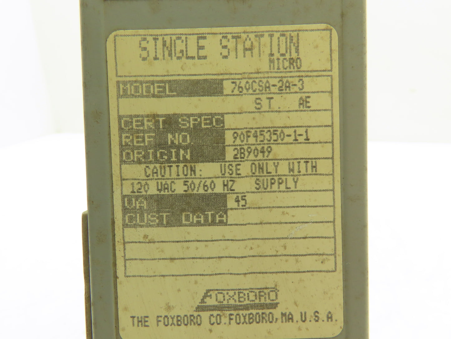 Foxboro 760CSA-2A-3 HMI Single Station Micro Controller 120VAC Supply