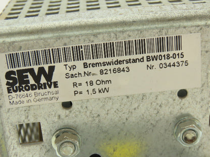 Sew Eurodrive BW018-015 Motor Drive Brake Resistor 18O 1.5kW 8216843
