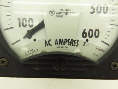 Westinghouse KA-241 Ammeter 600A 5 Amp Type Panel Meter AC Amperes 4"