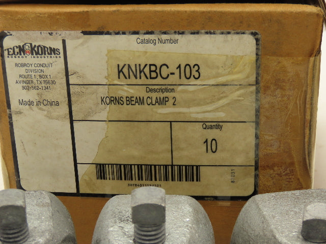 Korns KNKBC-103  1-1/8" Ductile Iron Beam Clamp 1/8-1/2" Beam  Lot of 19