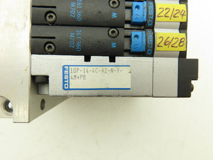 Festo 10P-14-4C-AZ-N-Y-4M+PB Pneumatic Air 4-Station Valve Manifold 24VDC