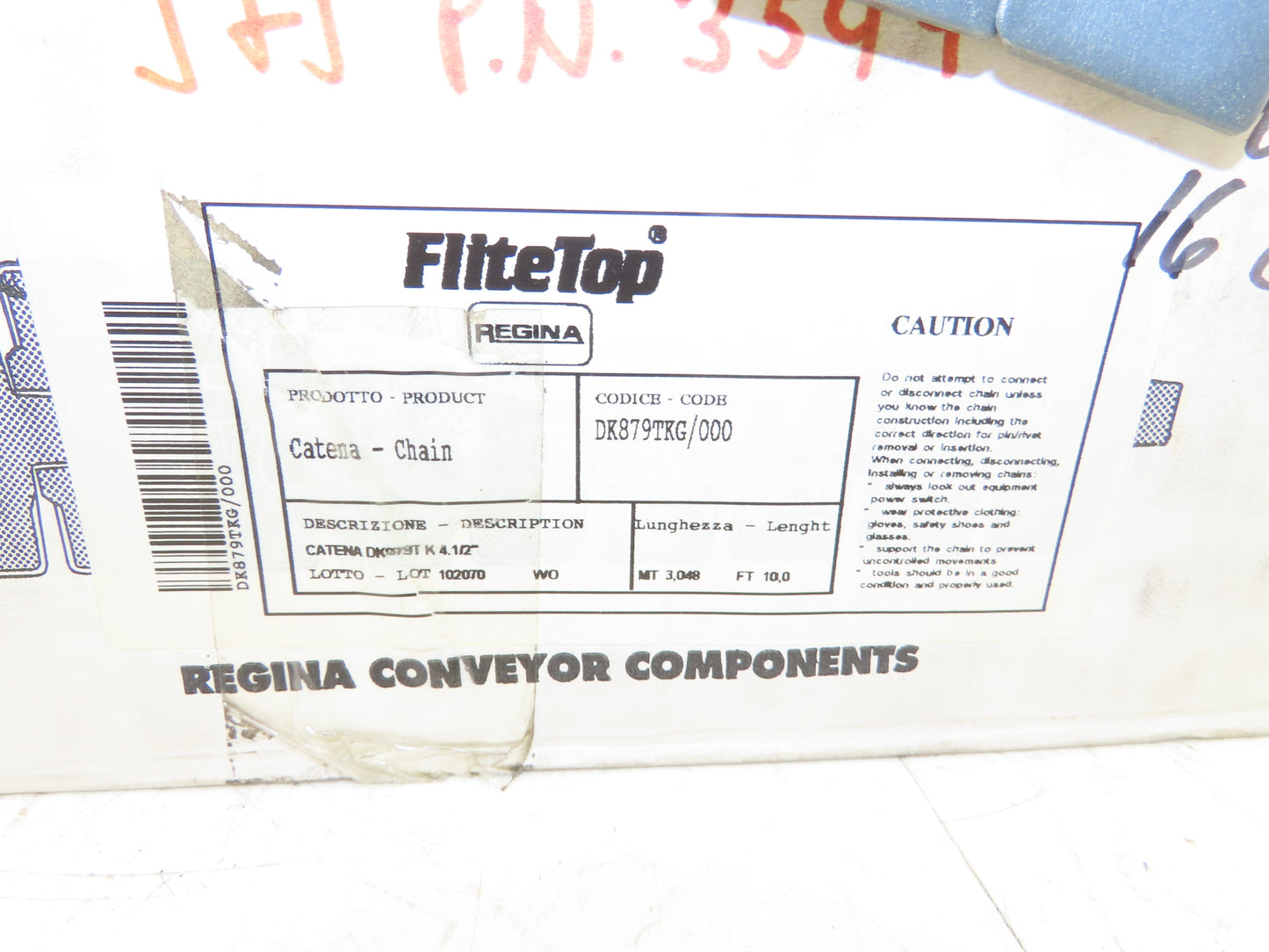 FliteTop DK879TKG/000 TableTop Conveyor Chain Side Flex 4.5"x 10' Gray