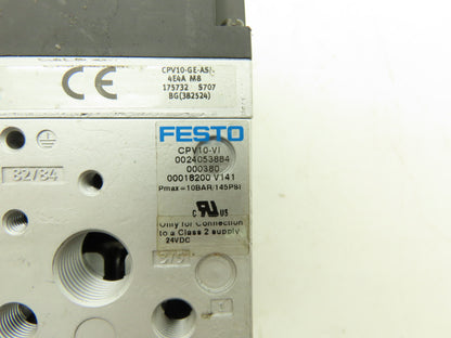 Festo 002948 Pneumatic 4-Station Solenoid 3 Valve Assembly Air Manifold