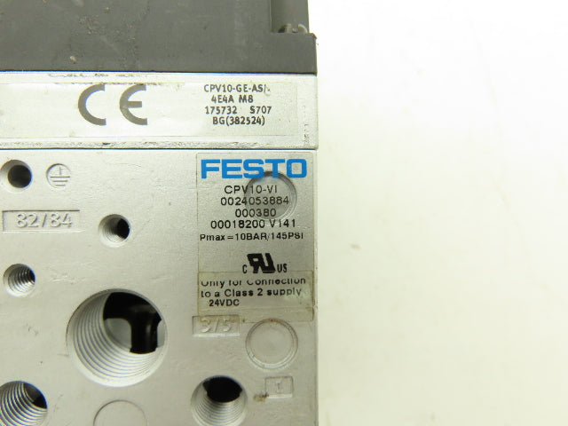 Festo 002948 Pneumatic 4-Station Solenoid 3 Valve Assembly Air Manifold