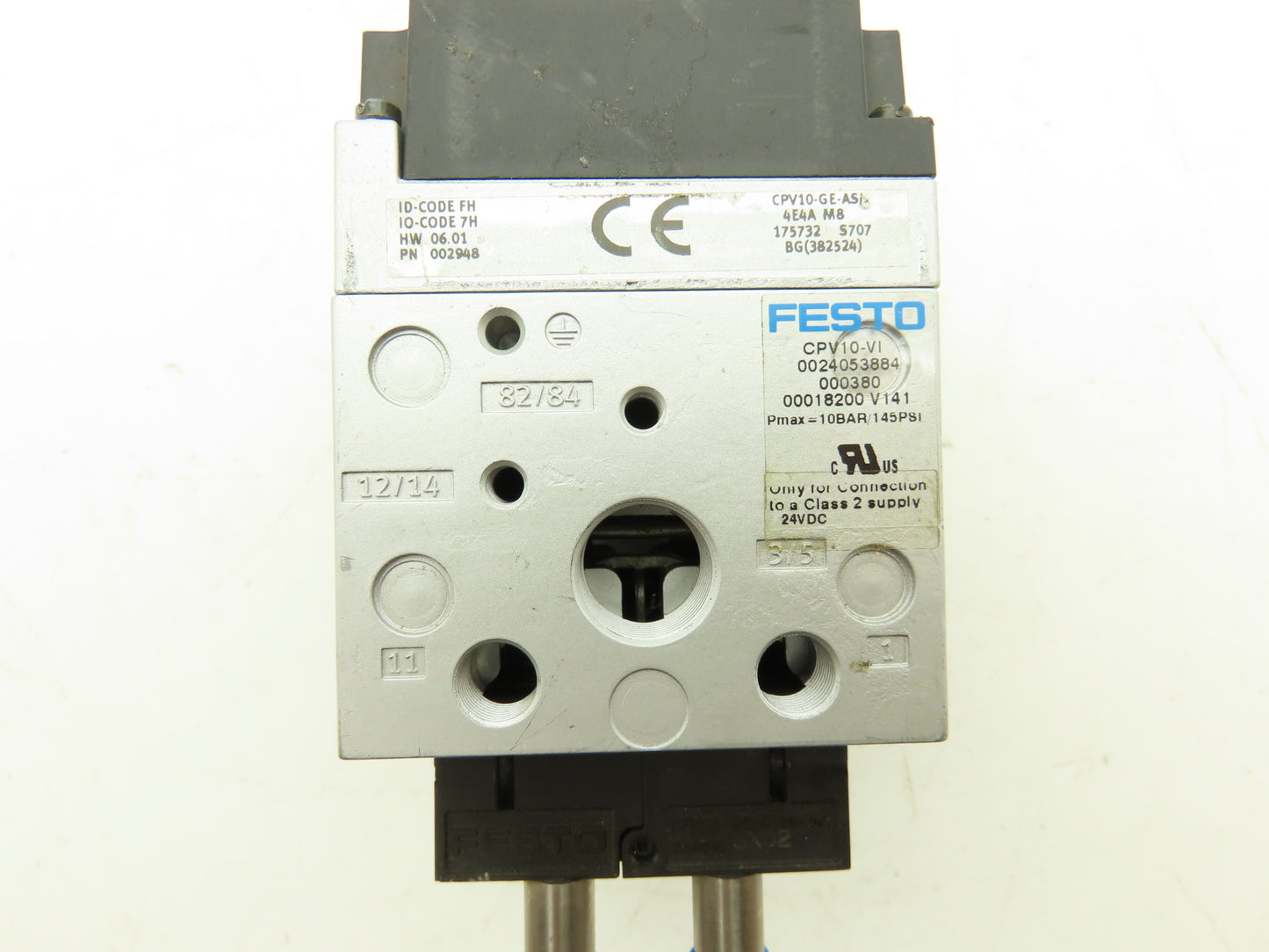 Festo 002948 Pneumatic 4-Station Solenoid 3 Valve Assembly Air Manifold