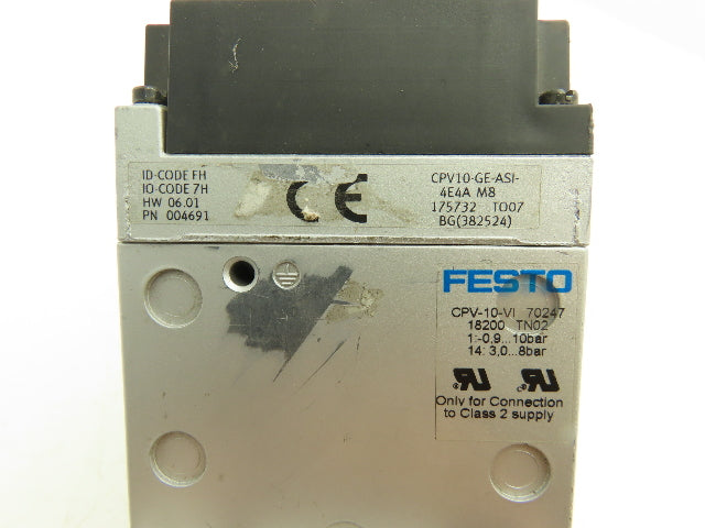Festo CPV10-GE-ASI-4E4A M8  4-Station Solenoid Air Valve Manifold 24VDC 161414
