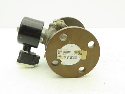 CKD ADK21-40F-03N Bronze Solenoid Valve 43mm Flanged 100V Pilot Kick Type